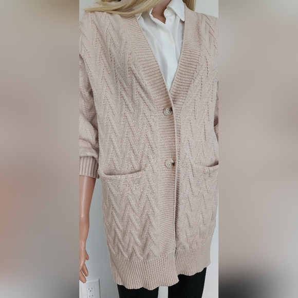 SEVEN WONDERS SWEATER KNITTED BUTTON SIDE POCKET SHORT CARDIGAN MEDIUM - Picture 10 of 14